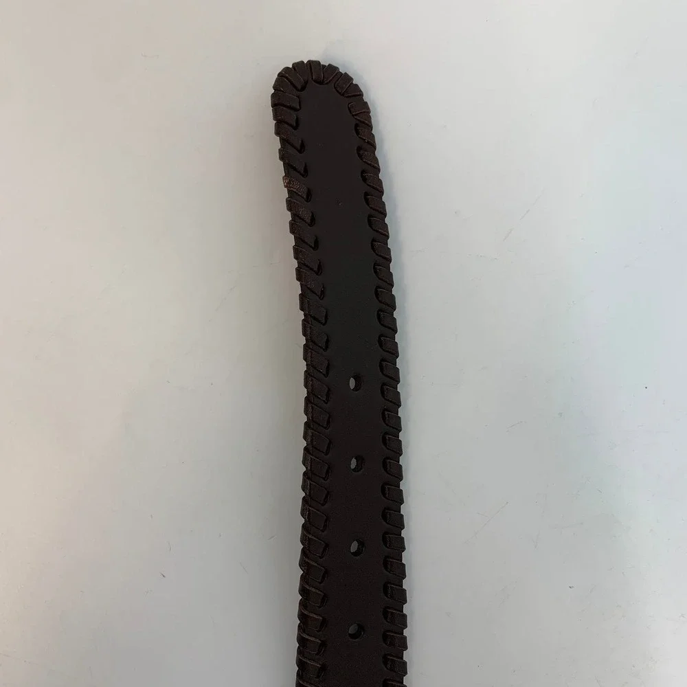 Nordstrom Mens Dark Brown‎ Leather Belt Size 36 Braided Edge New With Tags